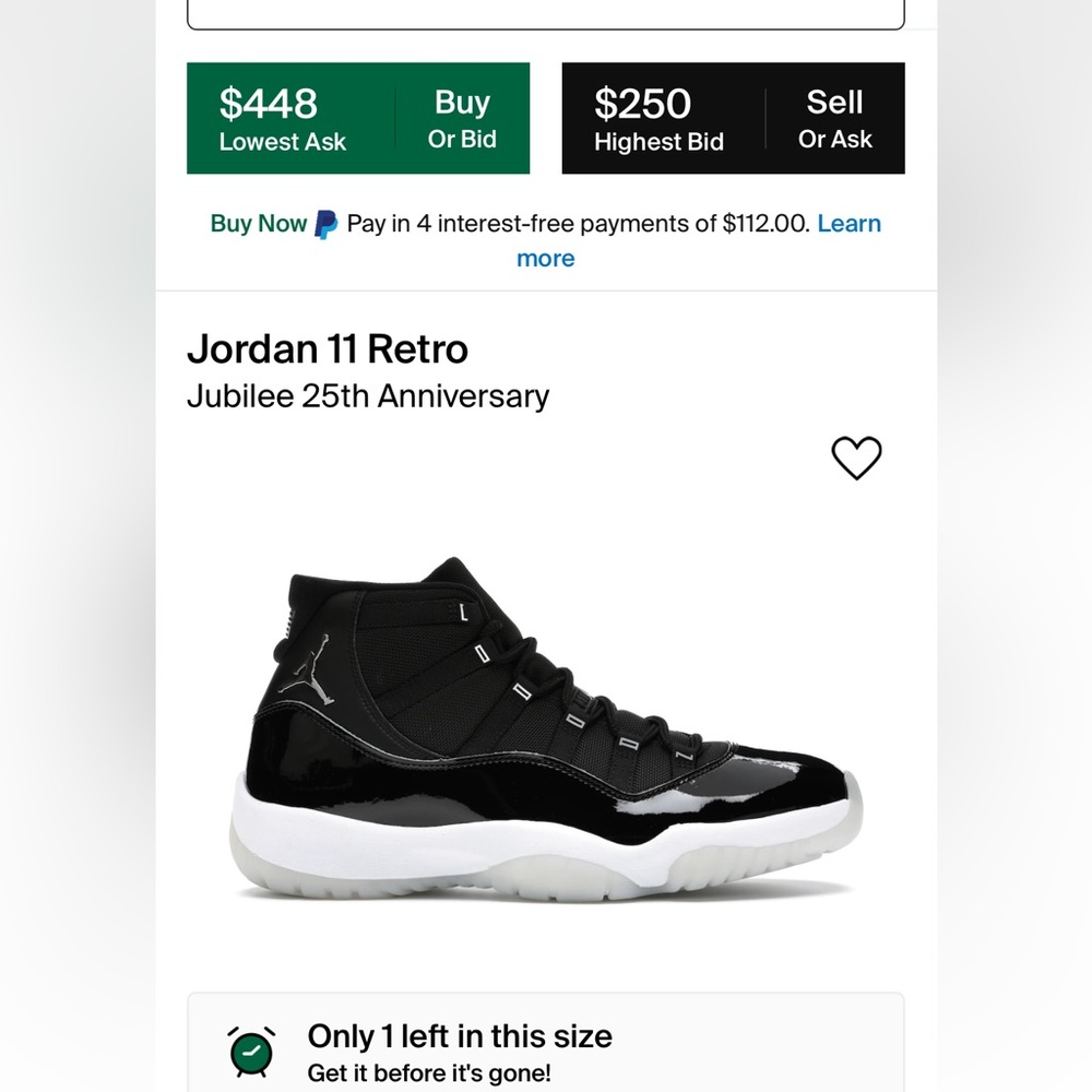 Jordan 11. 25th Anniversary size 6